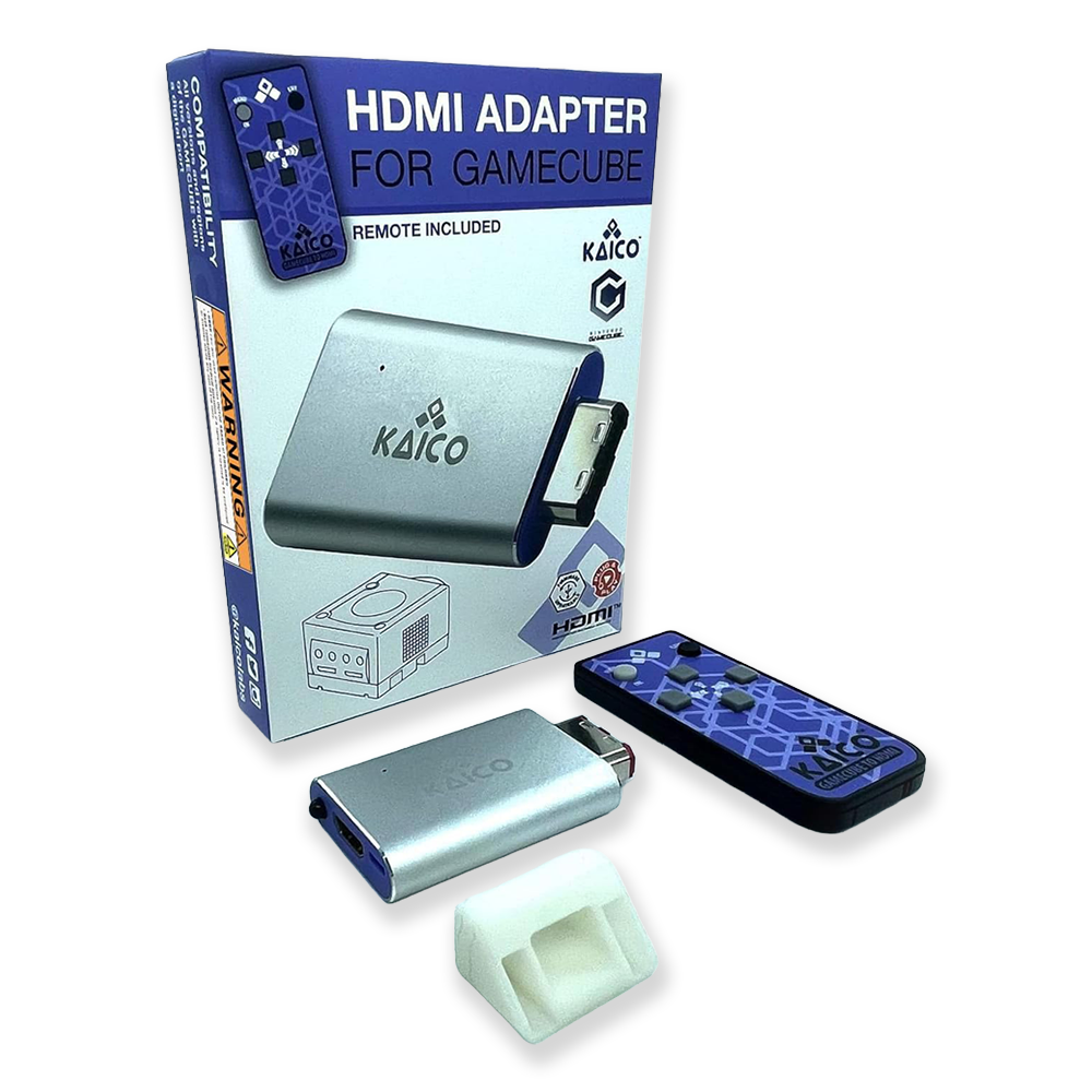 gamecube hdmi upscaler, packaging and remote