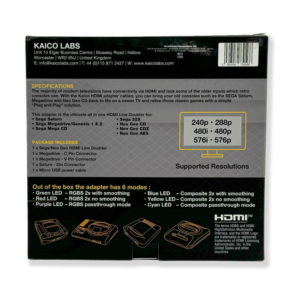 box for saturn & genesis 2x, supports 240, 288p, 480p, 576p, 480i and 576i